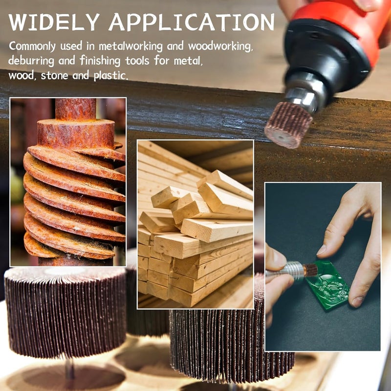 phntake 48PCS Flap Wheel Set - 80 Grit Sandpaper 1/4" Shank Aluminum Oxide Abrasive Flap Wheel Sander for Drill, Die Grinder Accessories, Drill Sanding Attachment for Remove Rust (Flap Wheel, 48) - Image 5